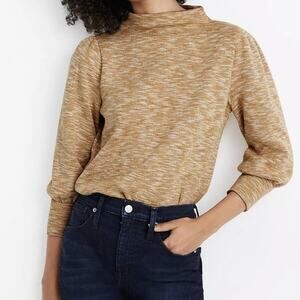 Madewell‎ Heather Tan Mock Neck Balloon Sleeve Pullover Sweater Women’s Medium